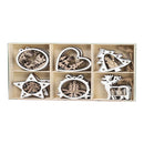 Poppy Crafts Wooden Ornaments Set - Christmas Collection - White Festive Frames