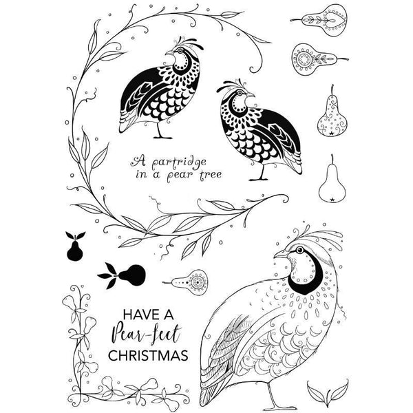 Pink Ink Designs 6"x 8" Clear Stamp Set - Christmas Series - Partridge In A Pear Tree*