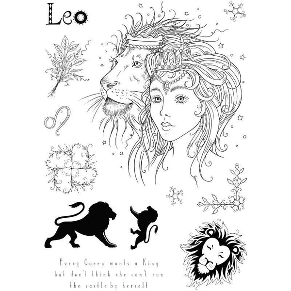 Pink Ink Designs 6"x 8" Clear Stamp Set - Astrology Series - Leo - The Bold One*