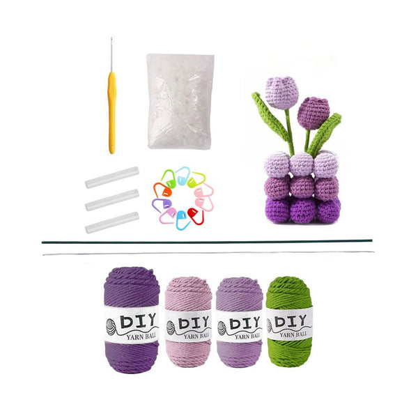 Poppy Crafts Learn to Crochet Kit  #28 - Tulip Pot - Purple