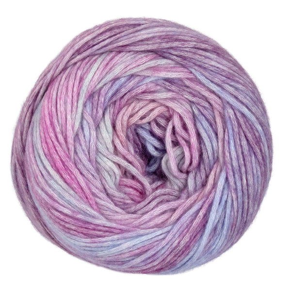 Multicolored yarn ball on a white background