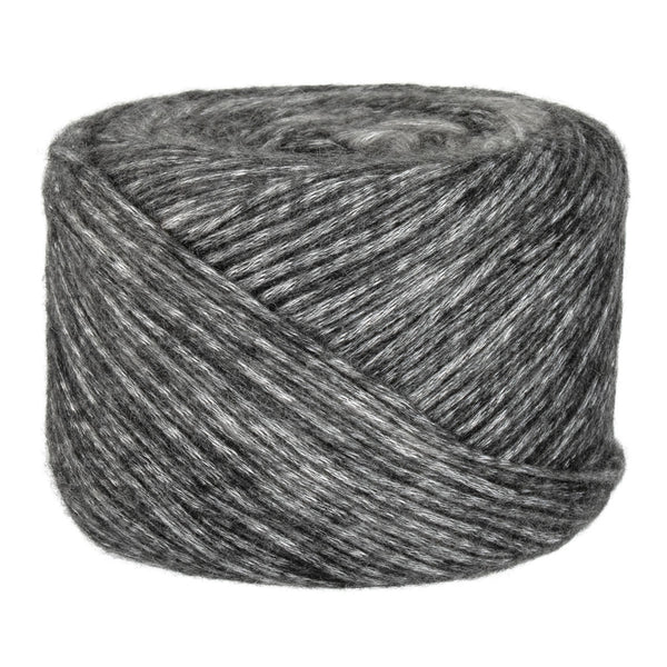 Gray skein of yarn on a white background