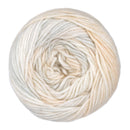 Ball of yarn with a gradient of beige and white colors on a white background