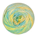 Multicolored yarn ball on a white background