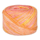 Ball of yarn with pink and orange gradient on a white background