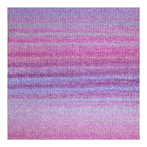 Striped fabric swatch with pink and purple horizontal stripes on a white background