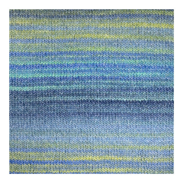 Textured fabric with blue and green striped pattern