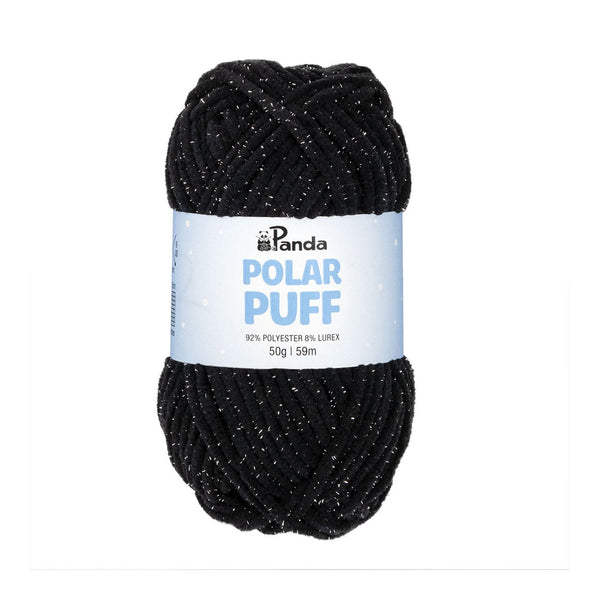 Black yarn ball with a label on a white background
