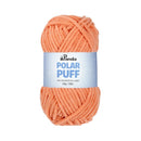 Ball of yarn with 'Polar Puff' label on a white background