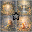Collage of four scenic illustrations featuring nature elements with 'Paper Favourites' branding.