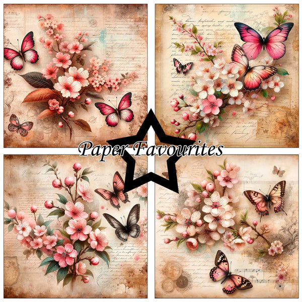 Collage of floral and butterfly designs with 'Paper Favourites' branding.