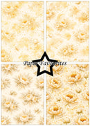 Four floral patterns with 'Paper Favourites' branding on a white background.