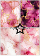 Collage of pink and gold marbled paper with 'Paper Favourites' branding.