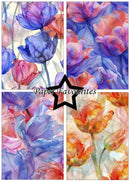 Collage of colorful tulip flowers with 'Paper Favourites' branding.