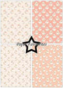 Four patterned paper designs with ducks and bows, branded 'Paper Favourites'.