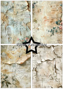Collage of vintage-style paper textures with floral elements and text, branded 'Paper Favourites'.