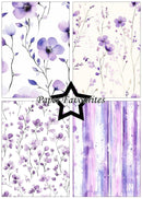 Set of purple floral patterns with 'Paper Favourites' branding.