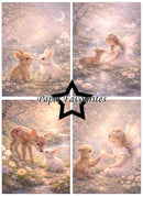 Collage of four images featuring a fairy and animals with 'Paper Favourites' branding.