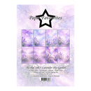 Packaging of Paper Favourites alcohol ink paper with lavender design on a light purple background.