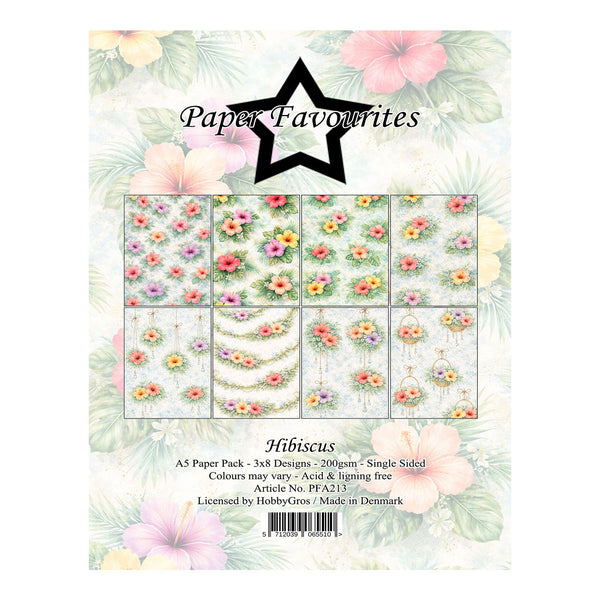 Packaging of Paper Favourites A5 paper pack with floral design on a white background