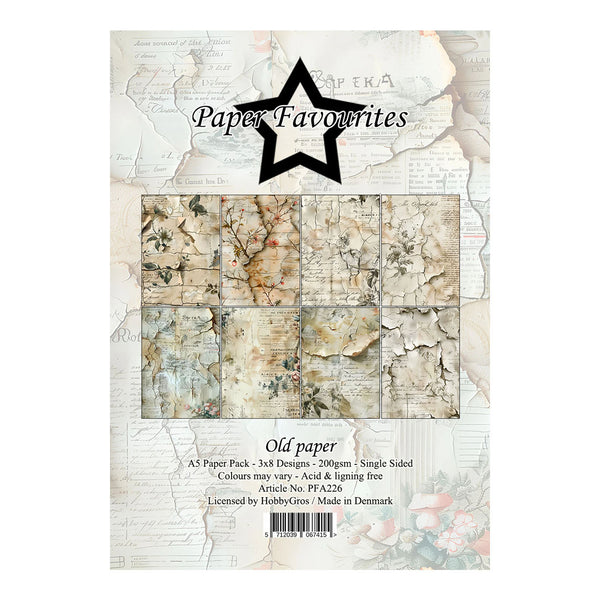 Packaging of 'Paper Favourites' old paper with star logo on a white background