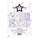 Packaging of 'Purple floral' paper pack by Paper Favourites with floral designs on a white background.