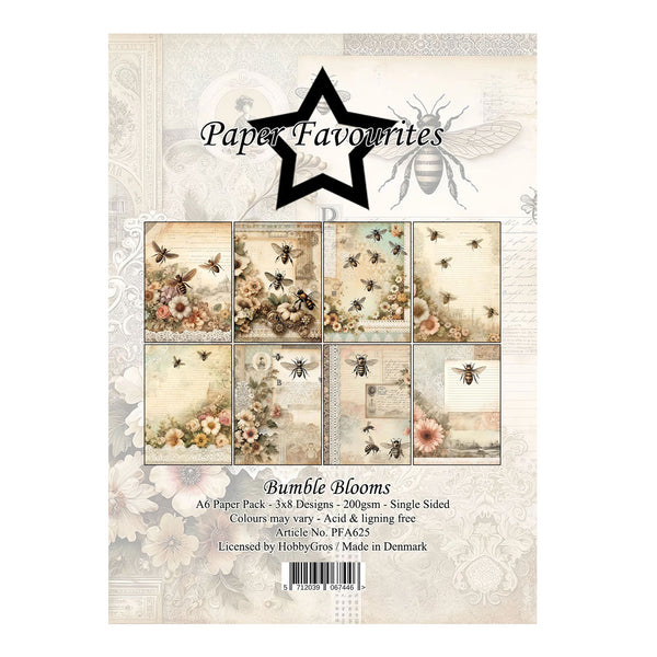 Pack of paper with bee and floral design on a white background