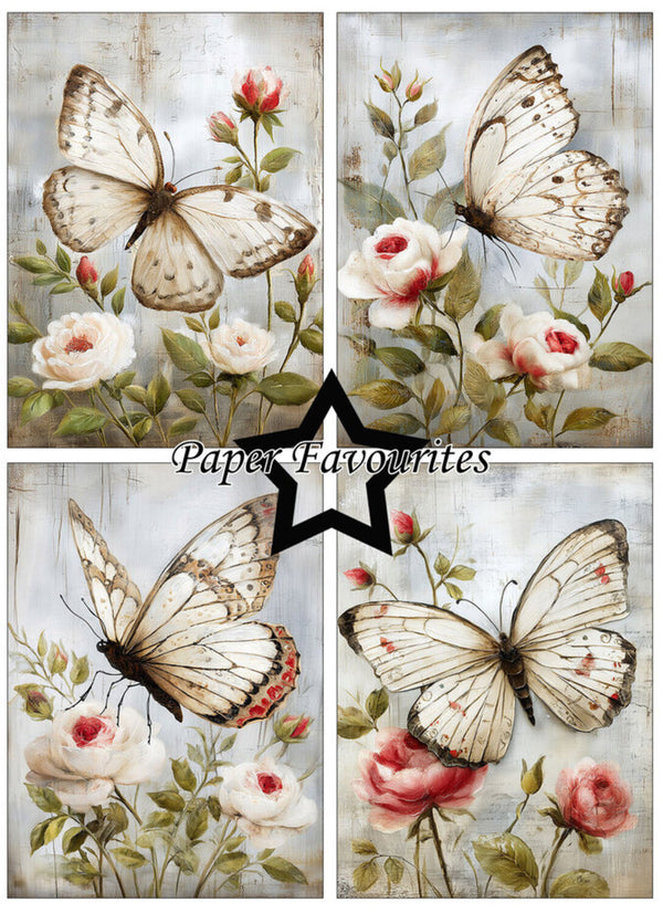 Butterfly and floral design with 'Paper Favourites' branding.