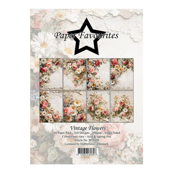 Paper Favourites A6 Single Sided Paper Pad - Vintage Flowers