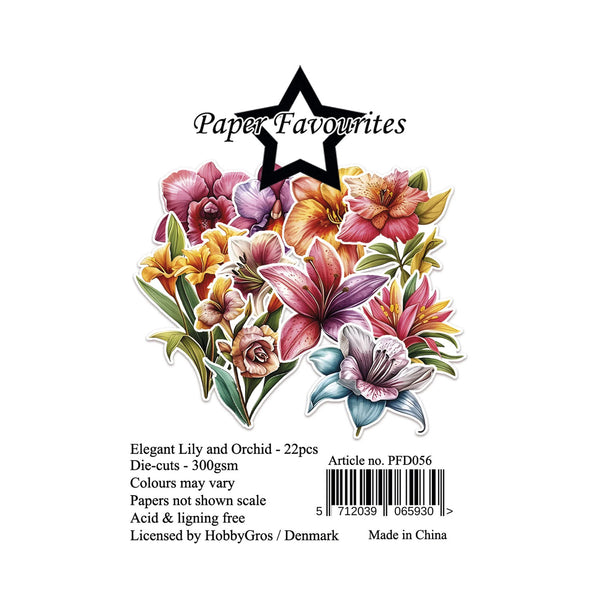 Floral die-cuts packaging with 'Paper Favourites' branding on a white background