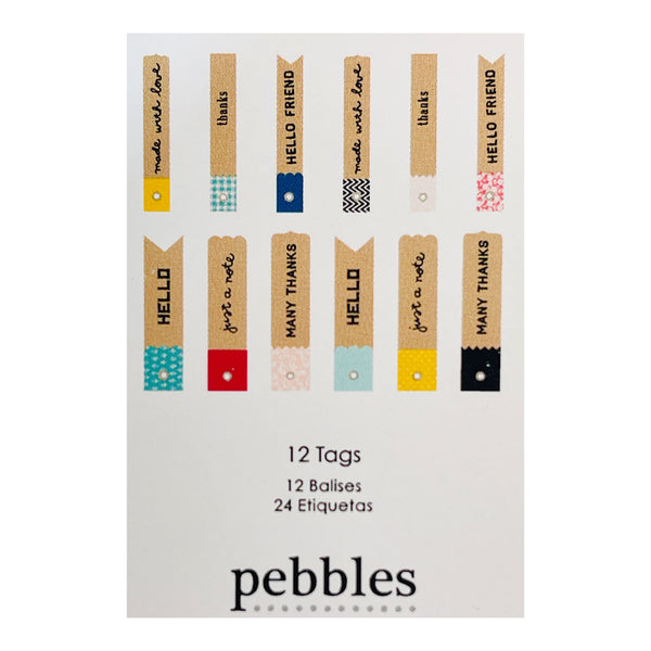 Pebbles Embellishment Tags 12/Pkg - Hello/Thanks