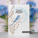 Card with a bird illustration and text 'Thank you for making a difference every day' by Penny Black.