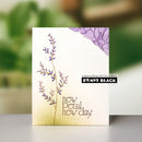 Card with floral design and 'new petal new day' text, featuring Penny Black branding.