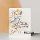 Card with bird and floral design, featuring the text 'Always stay humble and kind' by Penny Black.