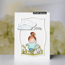 Card with a child and cloud design, featuring Penny Black branding.