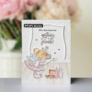 Card with fairy and teddy bear design featuring 'Penny Black' branding.