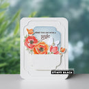 Card with floral design and 'Start this day with a smile' text, featuring Penny Black branding.