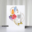 Greeting card with floral design and motivational quote on a white background