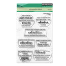 Penny Black clear stamps with motivational phrases on a white background