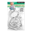 Penny Black clear stamp set with a girl and dog illustration on a white background