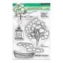 Clear stamp set with nature-themed designs including a tree, lighthouse, and boat, featuring Penny Black branding.