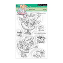 Clear stamp set with fairy designs and text on a white background