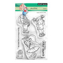 Clear stamp set with cartoon characters on a white background