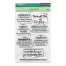 Clear stamp set with motivational phrases on a white background