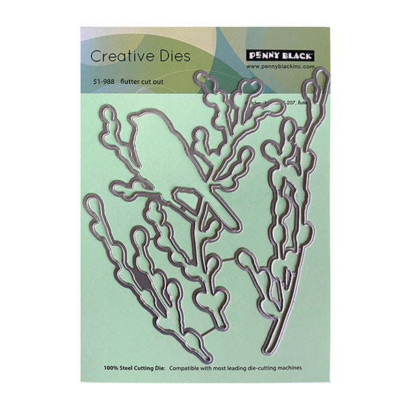 Penny Black Creative Dies with butterfly design on a green cardstock