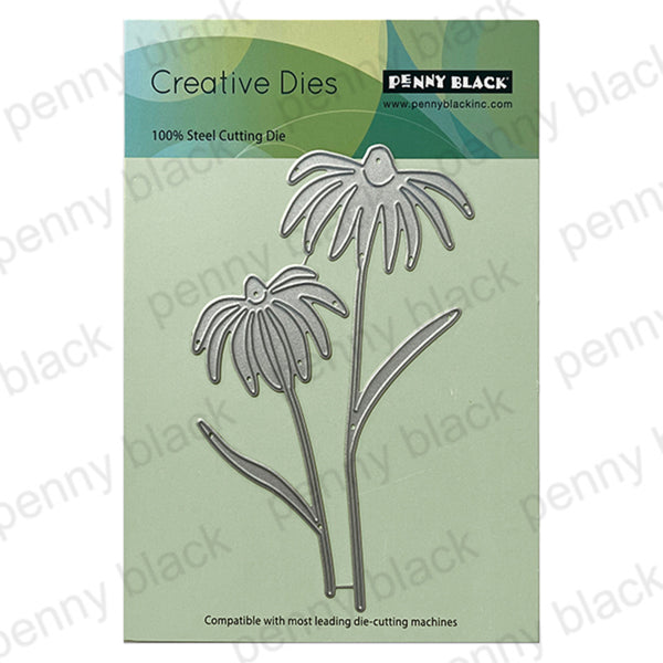 Penny Black Creative Dies with floral design on a green background
