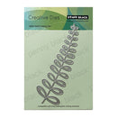 Penny Black leaf-shaped metal cutting die on a green and blue branded card