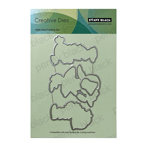 Penny Black Creative Dies on a green background