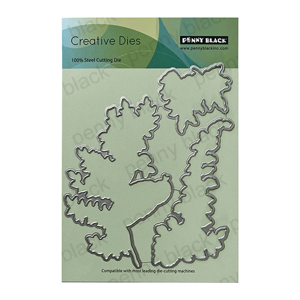 Penny Black Creative Dies with leaf pattern on a green card