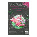 Pink Ink Designs stamp set packaging with two pigs and mistletoe design on a gray background